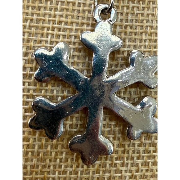 Snowflake Pendant Necklace Rhinestones Silver-Tone Chain By Sarah Coventry - Picture 6 of 9